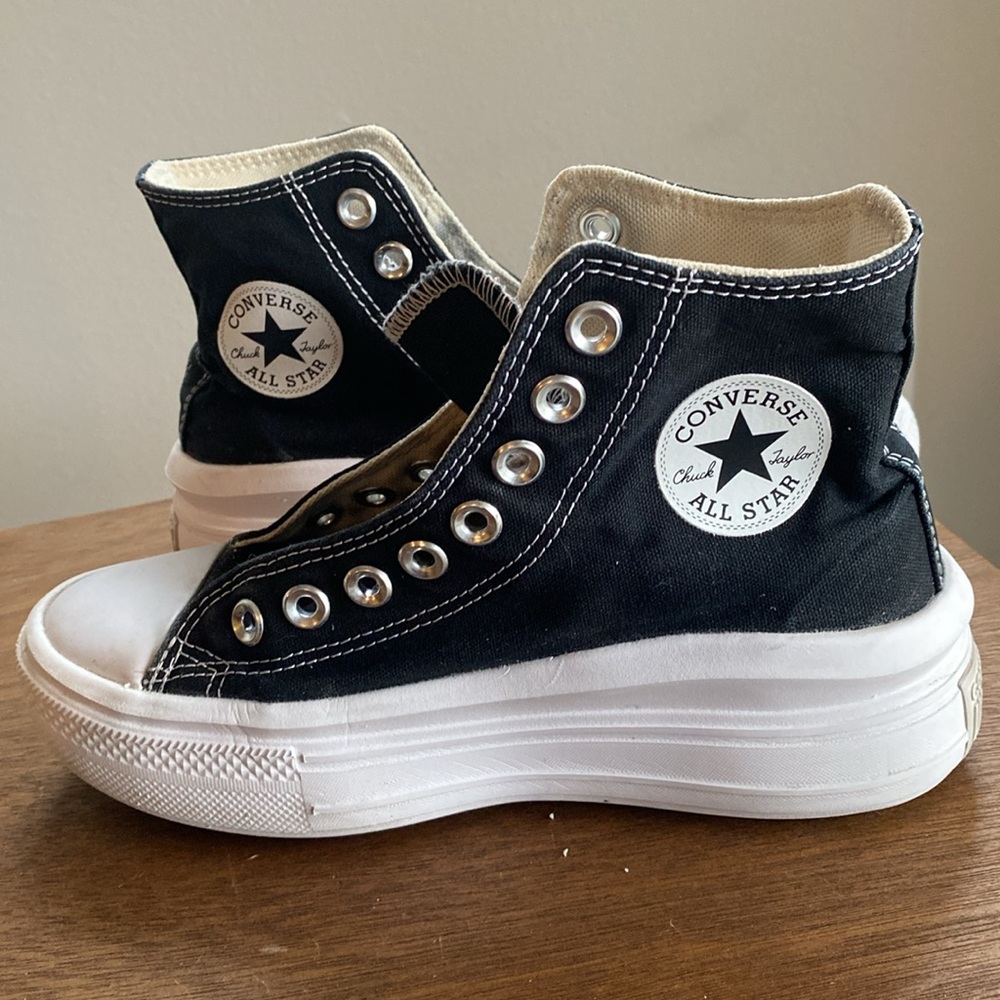 Converse All Star Chuck Taylor Move Black Platform High Tops Sneakers, Women’s 5 - Picture 8 of 16